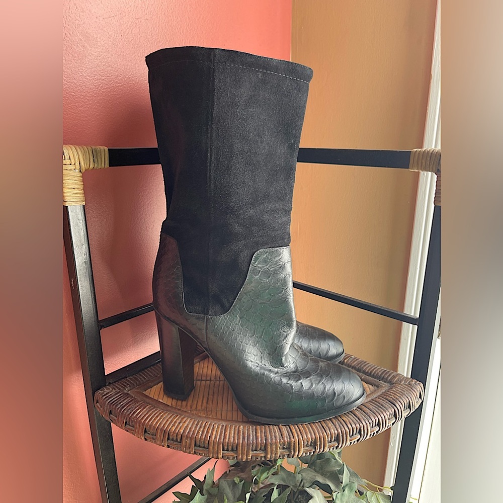 Vince Embossed Leather Python Boot Size 7.5 - image 1